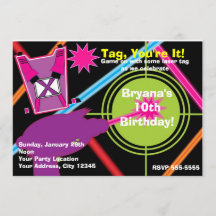 Convites de Aniversário de Menina com Laser Tag pa