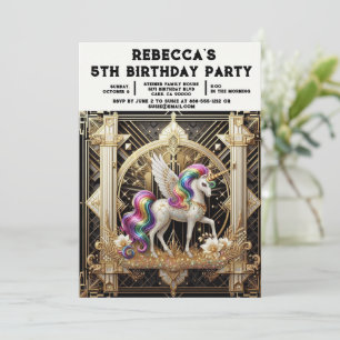 Convites de Aniversário de Menina Unicórnio Arco-Í