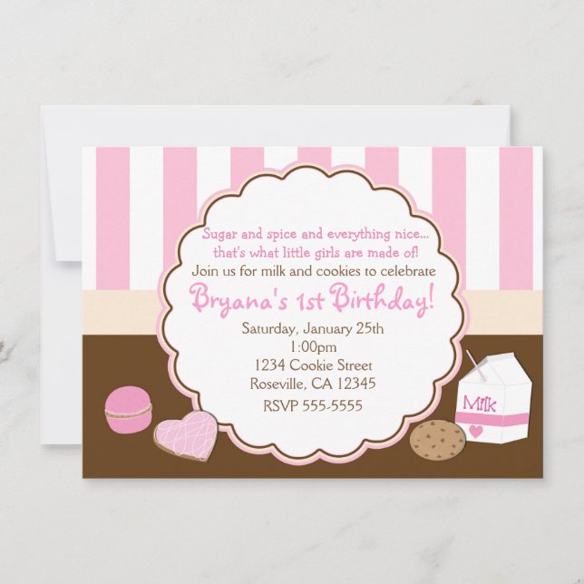 Convites de Aniversário de Meninas Biscoitos de Le (Frente)