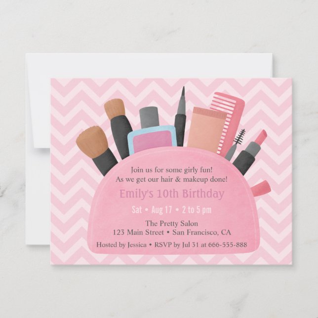 Convites de Aniversário de Meninas Bolsa de Maquia (Frente)