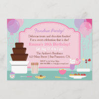 Convites de Aniversário de Meninas com Fondue de C