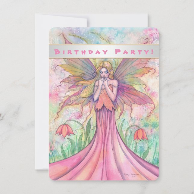Convites de Aniversário de Meninas Fadas Rosa Lind (Verso)