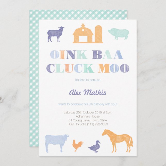 convites de aniversário de menino, festa de fazend (Frente/Verso)