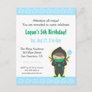 Convites de Aniversário de Meninos Ninja Fofos par