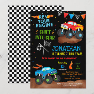 Convites de Aniversário de Monster Trucks para men