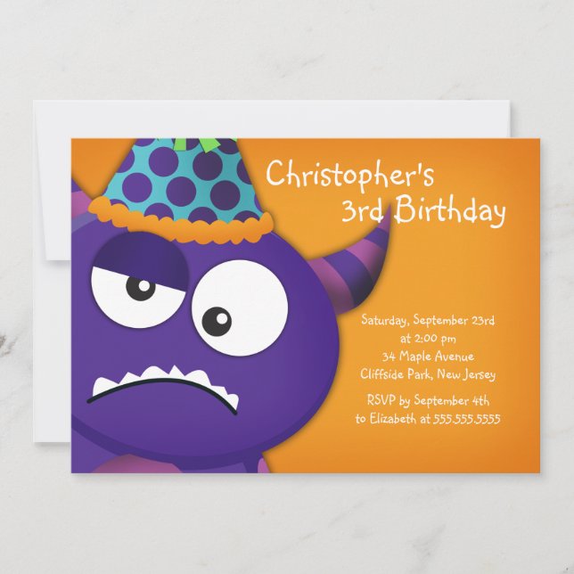 Convites de aniversário de Monstro Bonitos (Frente)