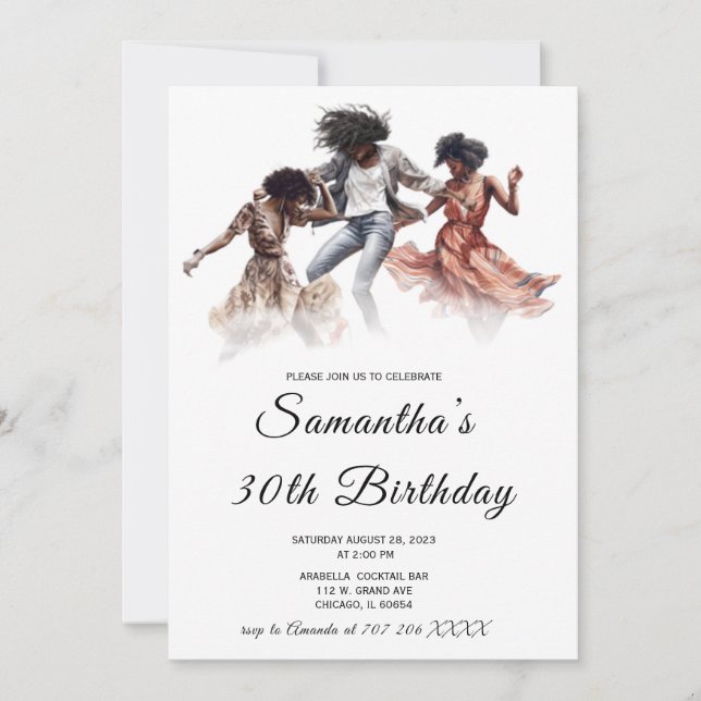 Convites de Aniversário de Mulher Afro-Americana (Frente)