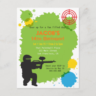 Convites de Aniversário de Paintball com Alvo Trav