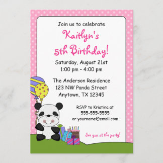 Convites de aniversário de Panda
