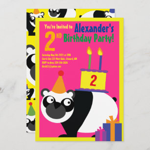 Convites de aniversário de Panda Animal Kid