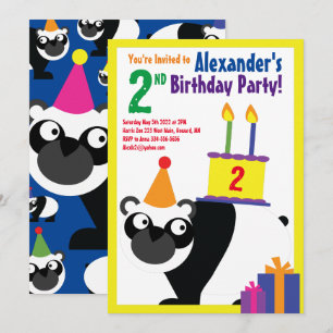 Convites de aniversário de Panda Animal Kid
