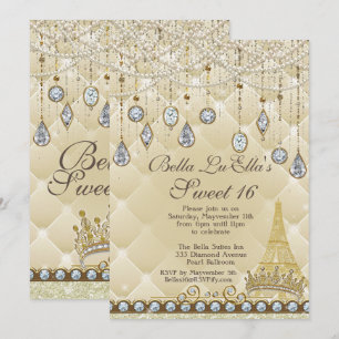 Convites de aniversário de ParisDiamond e Pearls