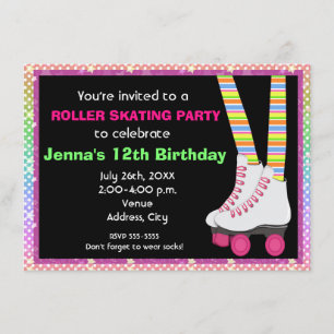 Convites de Aniversário de Patinação de Patins de 