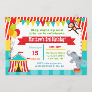 Convites de aniversário de Permissão de Circo de