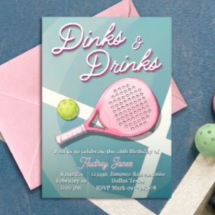 Convites de Aniversário de Pickleball - Dinks e Dr