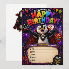 convites de aniversário de pinguim vampiro