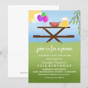 Convites de aniversário de piquenique de verão