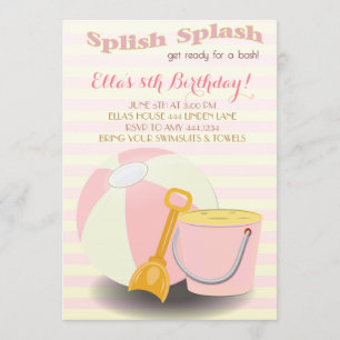 Convites de aniversário de Piscina da Praia da Le