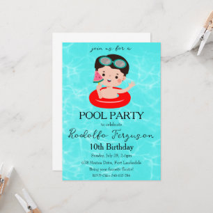 convites de aniversário de piscina de melancia