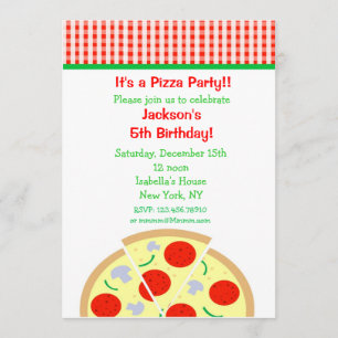Convites de aniversário de pizza