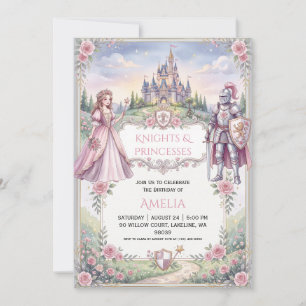 convites de aniversário de princesa e cavaleiro