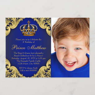 Convites de Aniversário de Príncipe Azul Real e Do