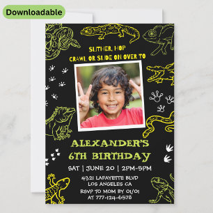Convites de aniversário de réptil Meninos Festa Mo