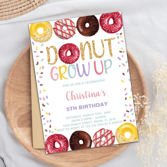 Convites de aniversário de Rosquinha amarela (Yellow Donut Birthday Invitations)