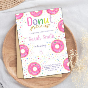 Convites de aniversário de Rosquinha rosa