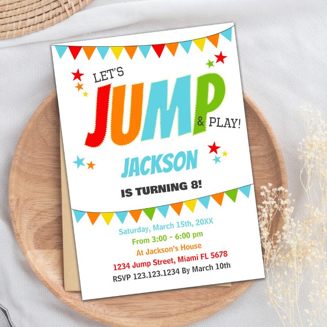 Convites de Aniversário de Salto Branco (White Jump Birthday Invitations)