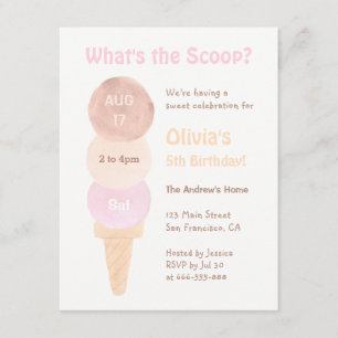 Convites de Aniversário de Sorvete Aquarela