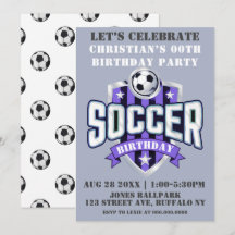 Convites de aniversário de Tema de Futebol Roxo