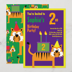 Convites de aniversário de Tiger Animal Kid