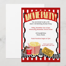 Convites de Aniversário de Tíquete de FILME *Atual