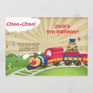 Convites de aniversário de trem Choo-Choo