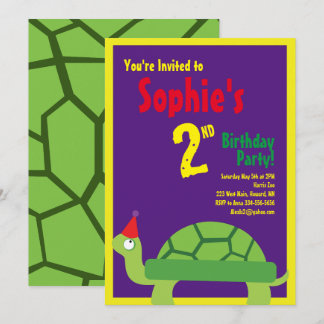 Convites de aniversário de Turtle Animal Kid