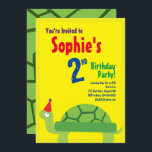 Convites de aniversário de Turtle Animal Kid<br><div class="desc">Quem não ama uma tartaruga num chapéu de festa? Estes convites adoráveis são perfeitos para a rua,  segundo,  3º,  4º,  5,  6 ou festa de aniversário do seu filho! Ou,  só para qualquer evento de amantes de tartaruga! Também funciona como excelente para um zoológico,  lagoa ou festa temerária animal!</div>