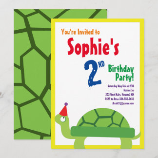 Convites de aniversário de Turtle Animal Kid