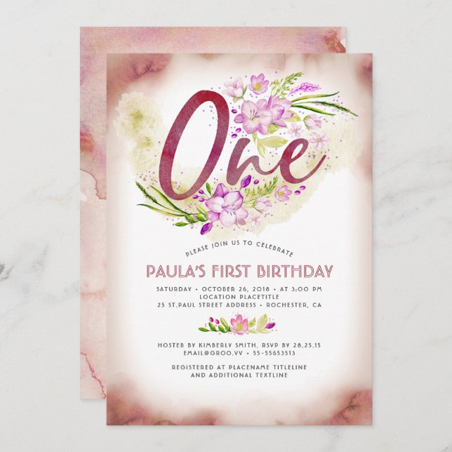 Convites de aniversário de um primeiro aniversario (Frente/Verso)