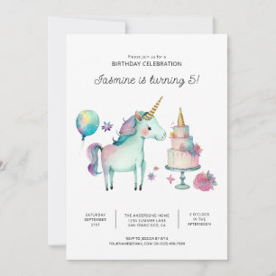Convites de Aniversário de Unicórnio Arco-íris
