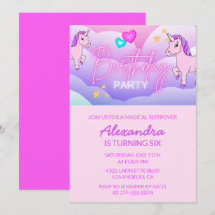 Convites de Aniversário de Unicórnio Arco-íris 6ª 