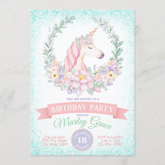 Convites de Aniversário de Unicórnio Bonito