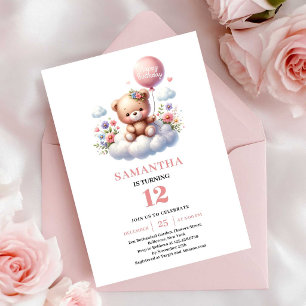 Convites de aniversário de urso de pelúcia alegre