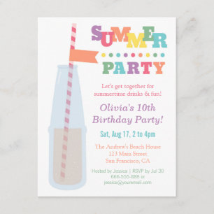 Convites de Aniversário de Verão para Festa com Re