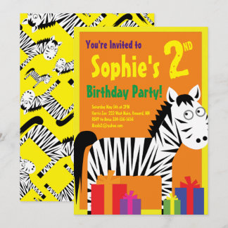 Convites de aniversário de Zebra Animal Kid