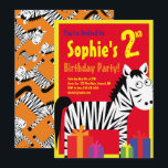 Convites de aniversário de Zebra Animal Kid<br><div class="desc">Quem não ama uma zebra pronta para festa? Estes convites adoráveis são perfeitos para a rua,  segundo,  3º,  4º,  5,  6 ou festa de aniversário do seu filho! Ou,  só para qualquer evento de amantes de zebra! Também funciona excelente para um zoológico,  safari ou festa temerária animal!</div>
