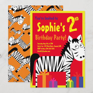 Convites de aniversário de Zebra Animal Kid