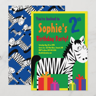 Convites de aniversário de Zebra Animal Kid