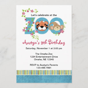 Convites de aniversário de zoológico