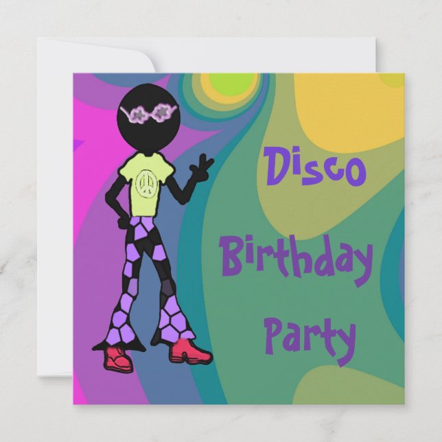 Convites de aniversário Disco (Frente)